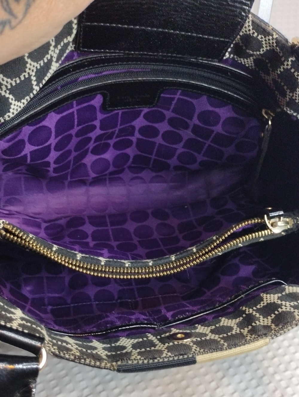 kate spade Black and Cream Patterned Shoulder Bag - Picture 10 of 11